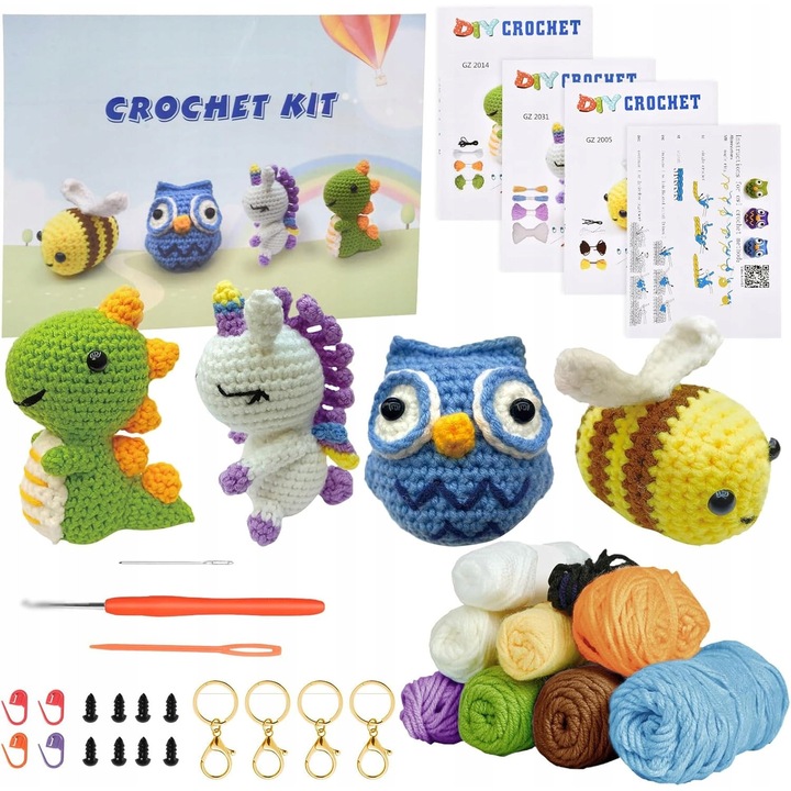 Set de Crosetat pentru Incepatori, TRS, 4 jucarii din plus, instructiuni video