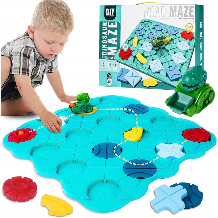 Логическа игра Динозавър, комплект лабиринт, пластмасов материал, за деца 4-8 години, без батерии