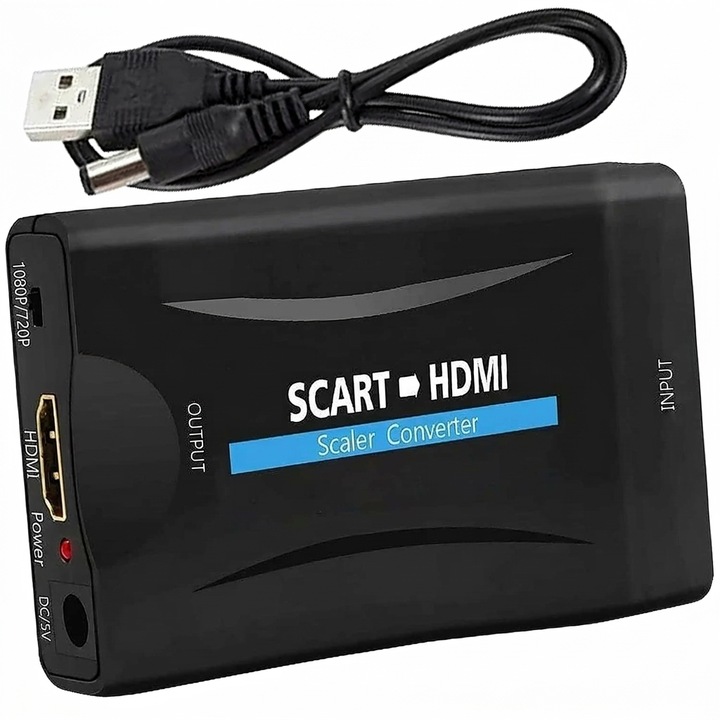 Адаптер SCART към HDMI XPQKDC активен Full HD черен 88x58x26мм
