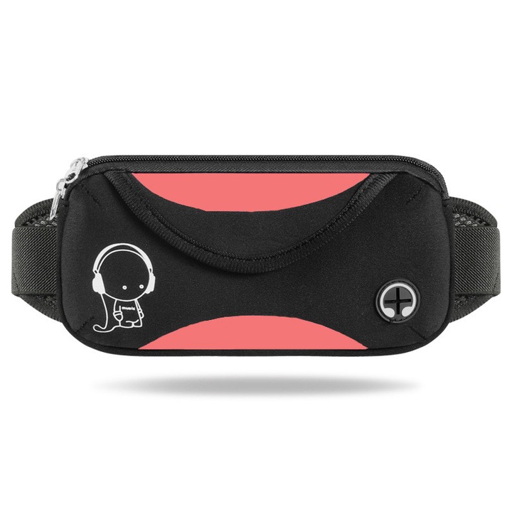 Sportos deréktáska, futáshoz, kültéri és fitnesz tevékenységekhez, láthatatlan, légáteresztő, alkalmi stílusú, univerzális férfiak és nők számára, poliészter, rózsaszín, mérete 23x12x2,5 cm