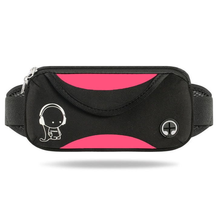 Sportos deréktáska, kültéri futáshoz és fitneszhez, láthatatlan, légáteresztő, alkalmi stílusú, univerzális férfiak és nők számára, poliészter, piros, méretek 23x12x2,5 cm