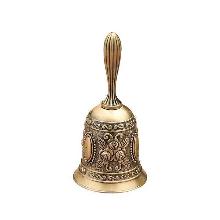 Clopotel de mana YDCY, design retro, bronz, 11.3x5.5cm