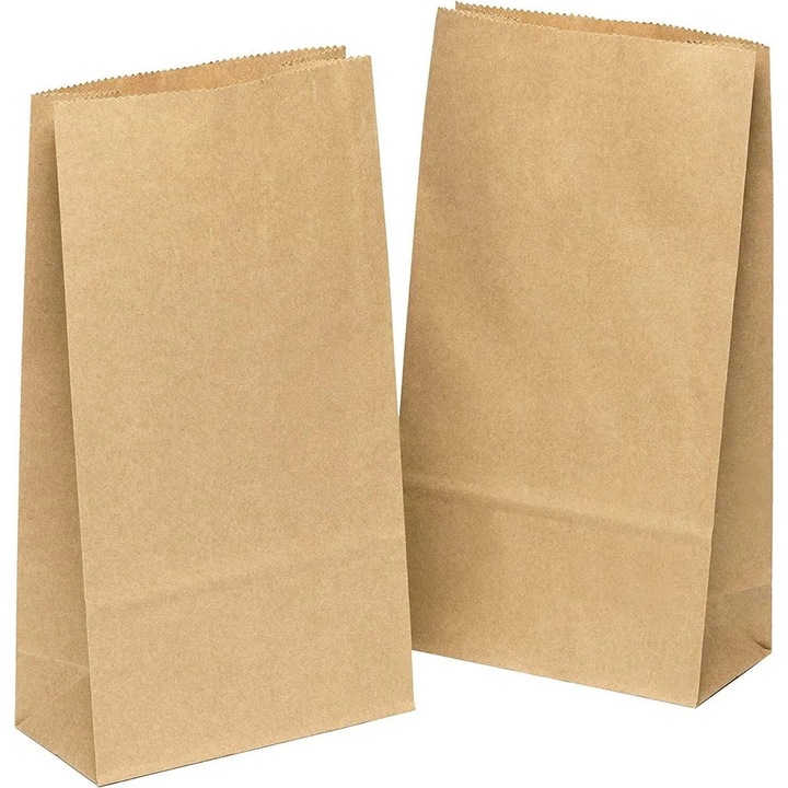 Set de 100 pungi din hartie kraft maro, 9x5.5x17cm