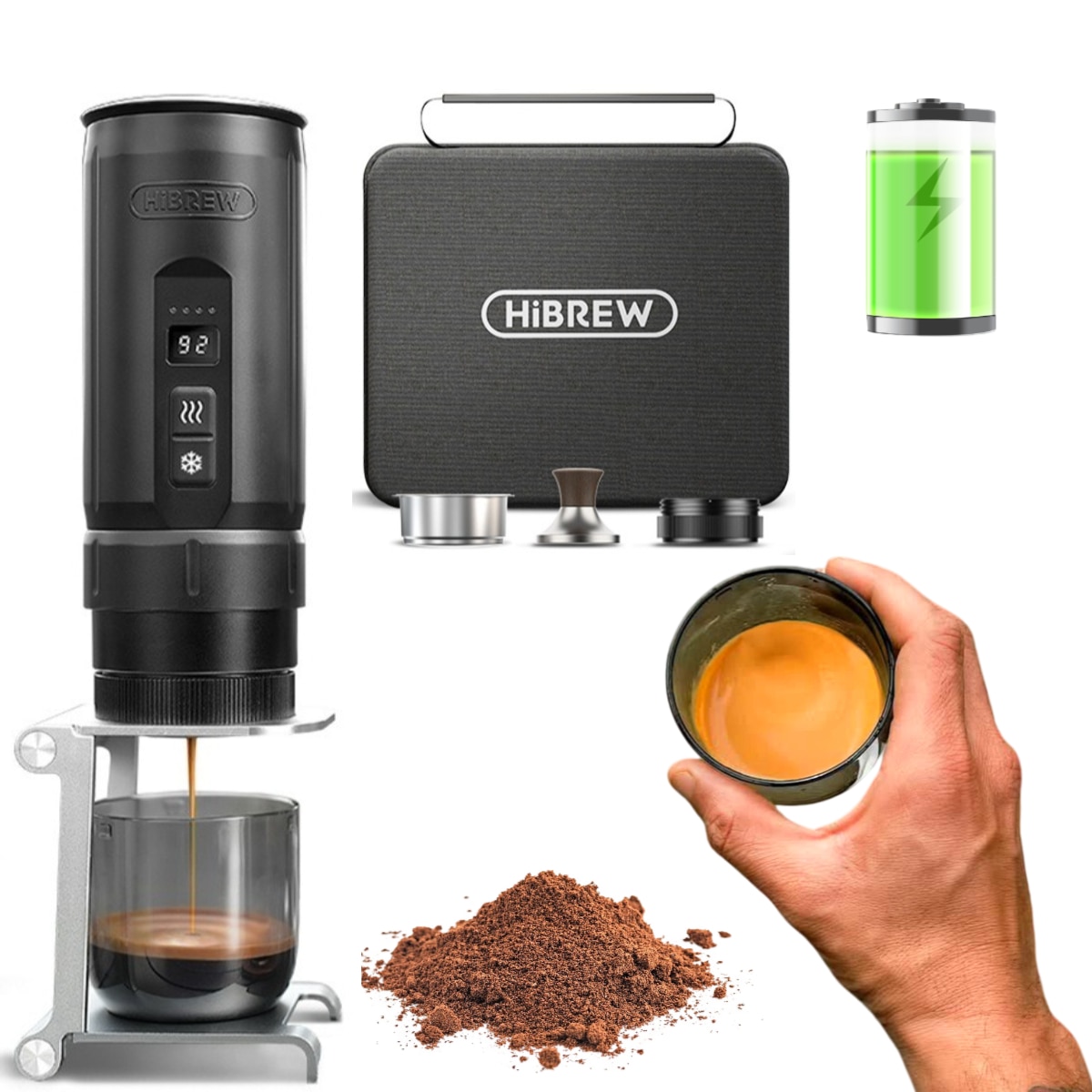Espressor portabil Hibrew H4C set pentru Car & Home Camping, 20