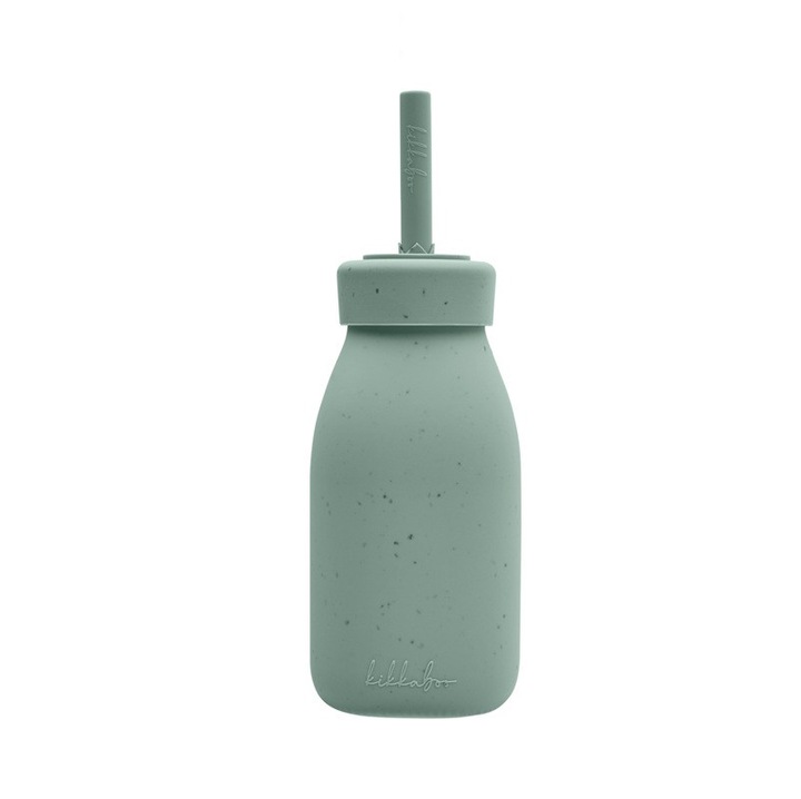 Szilikon itatópohár babáknak szívószállal, 200ml, Platinum Sage