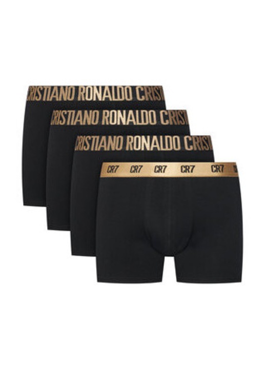 Set boxeri barbati, CR7 Underwear, 4 perechi, negru, bumbac/elastan