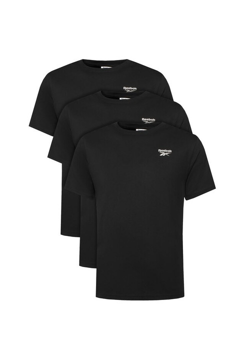 Set 3 tricouri barbati, Reebok, negru, 100% bumbac