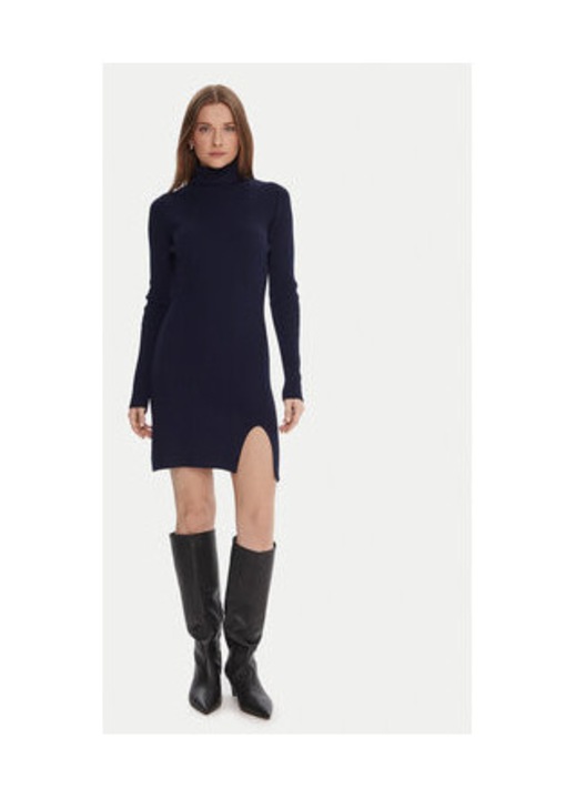 Rochie tricotata de dama, Kontatto, 63% viscoza, 37% poliamida, Bleumarin, One Size