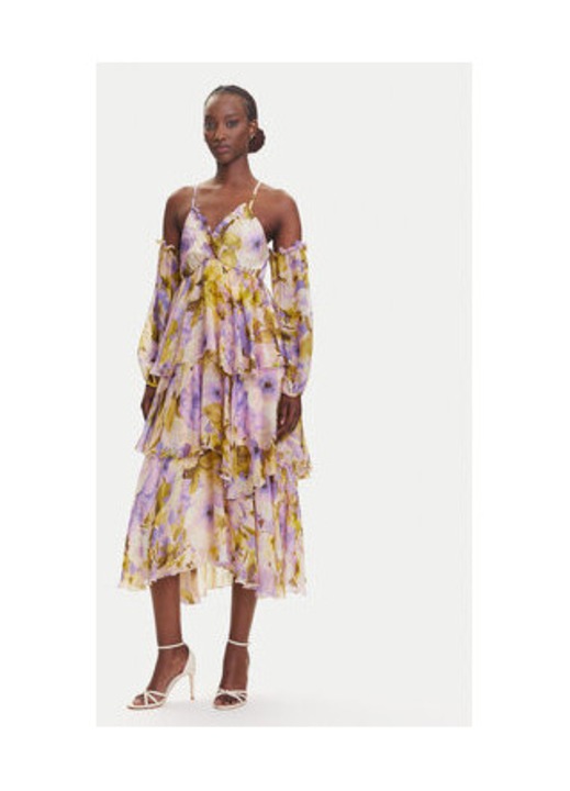 Rochie cocktail Dama, Dixie, multicolor, 70% viscoza, 30% matase, M INTL