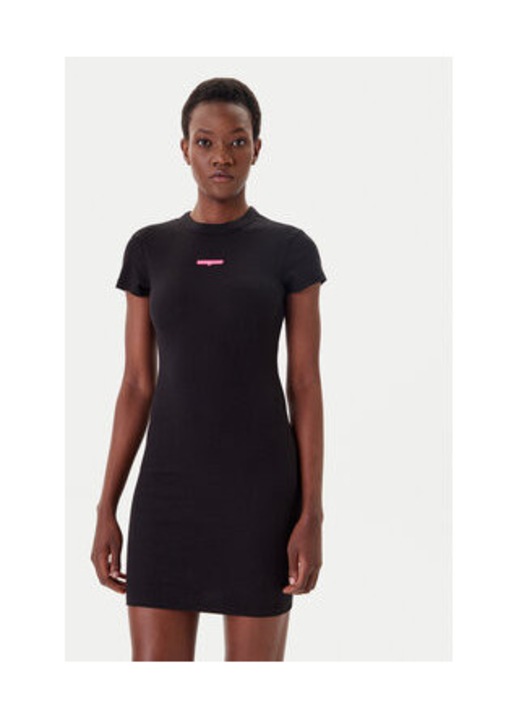 Rochie casual Dama, Tommy Jeans, negru, bumbac-elastan