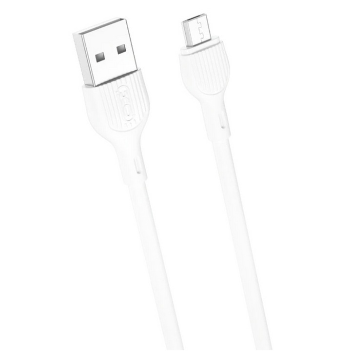 XO Design NB200 USB - MicroUSB adat- és töltőkábel, 1m, 2.1A, Fehér