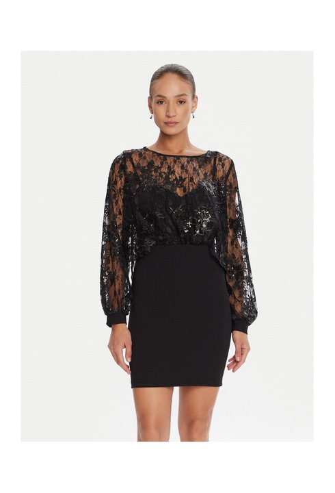 Rochie cocktail Dama, Rinascimento, negru, 95% poliester, 5% elastan