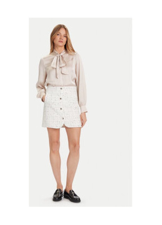 Fusta mini, Morgan, bej, 88% poliester, 7% bumbac