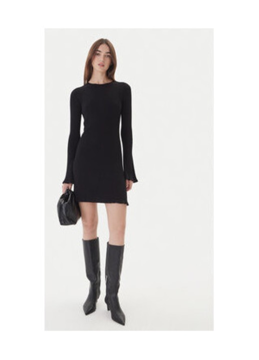 Rochie tricotata de dama, Kontatto, 63% viscoza, 37% poliamida, Negru, One Size