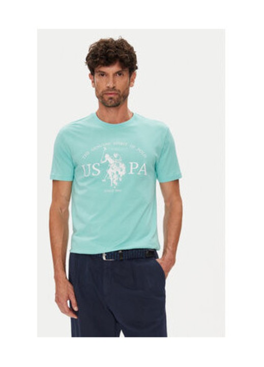 Tricou barbati, U.S. Polo Assn., albastru, 100% bumbac, L INTL