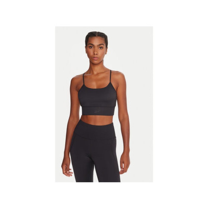 Bustiera sport dama, Reebok, negru, 82% poliester, 18% elastan