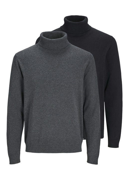 Set 2 bluze polo barbati, Jack Jones, negru si gri, 100% bumbac organic, XL INTL