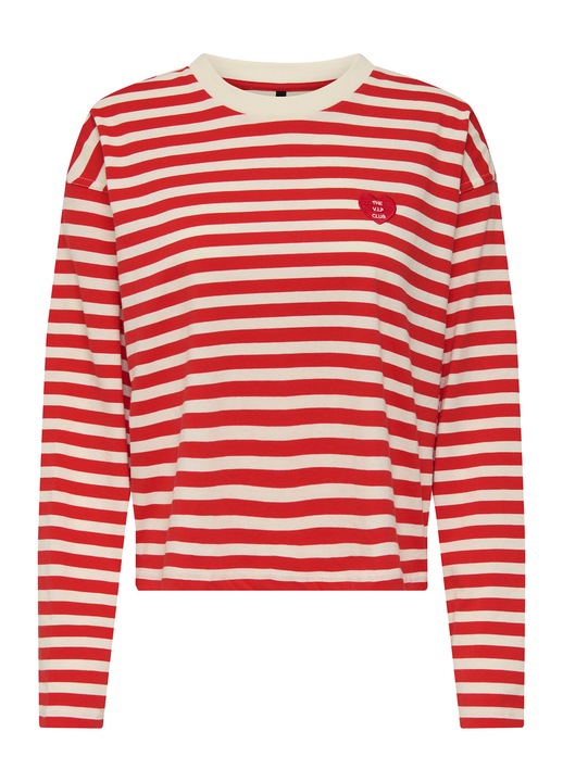 Bluza dama, Only, bumbac, rosu/ecru, M INTL