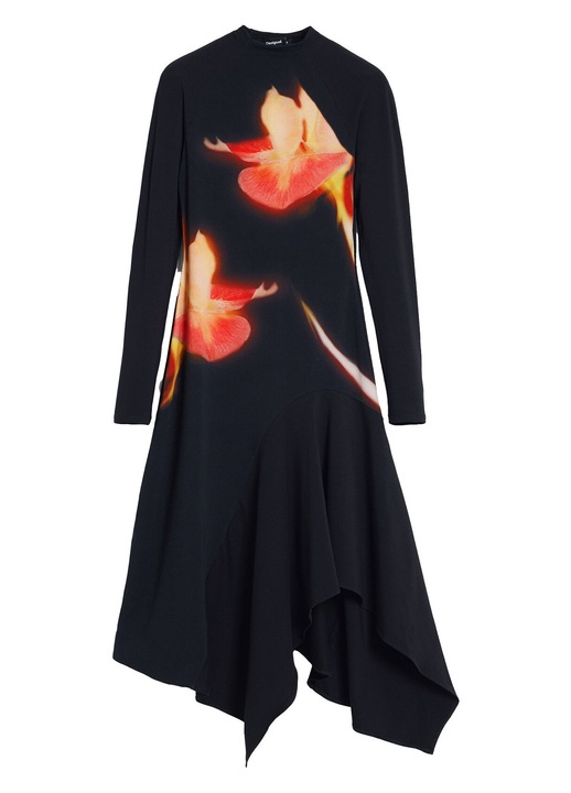 Rochie casual Dama, Desigual, Negru, bumbac, elastan