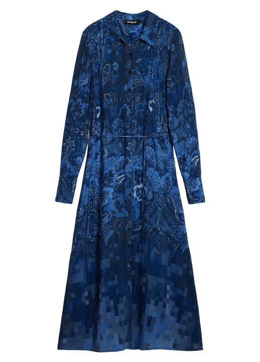 Rochie camasa Dama, Desigual, Albastru, 100% viscoza, M INTL