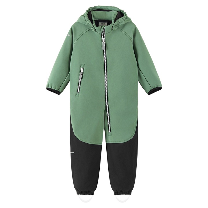 Salopeta pentru copii, Reima, softshell, poliester/elastan, verde/negru, 98 CM