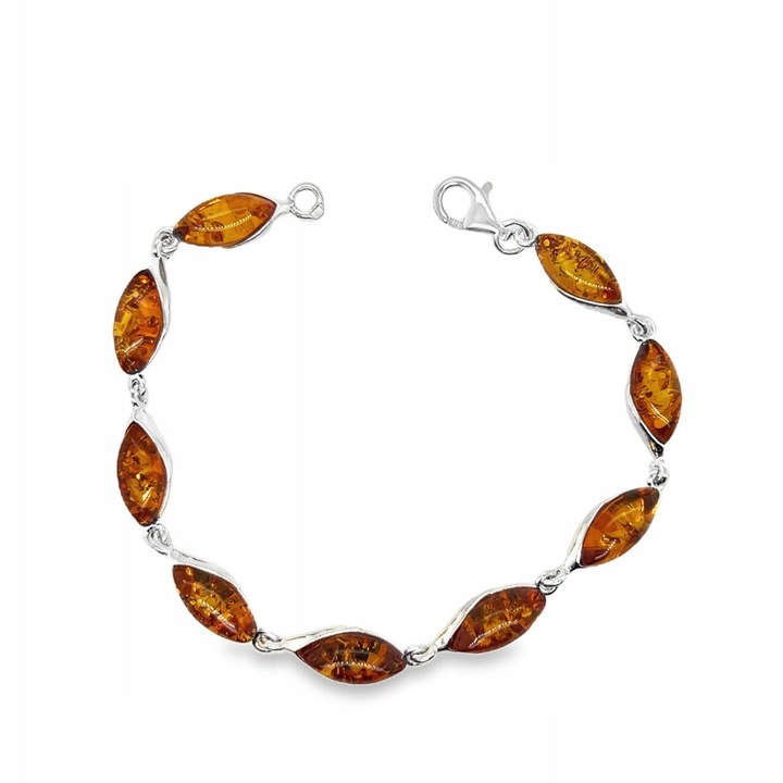 Bratara din argint cu chihlimbar, coniac delicat, argint 925