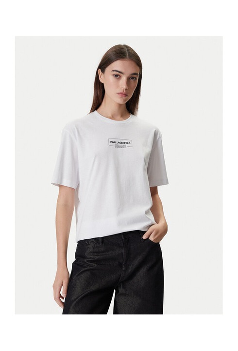 Tricou dama, Karl Lagerfeld Jeans, alb, bumbac, L