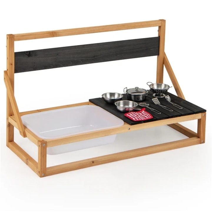 Bucatarie cu Noroi de Exterior pentru Copii, din Lemn cu Accesorii