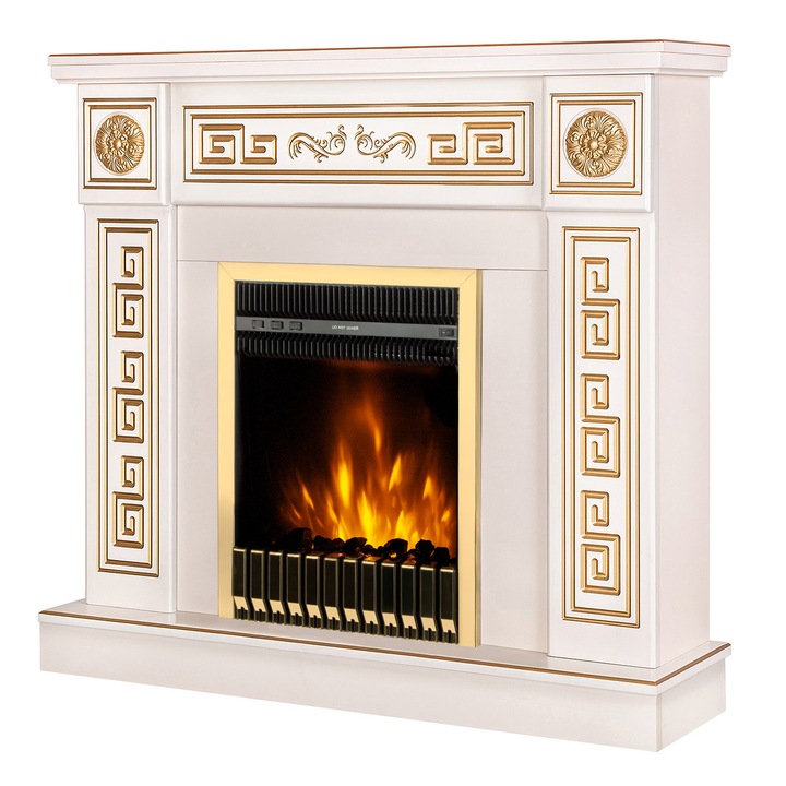 Elektromos kandalló Versailles gold & Gala gold, Art Flame, 1020x1100x300 mm, 2000 W, Termosztát, 5 lángfényességi szint, Időzítő