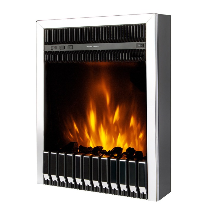 Beépített elektromos kandalló Gala ezüst, Art Flame, 577x447x161 mm, 2000W, Termosztát, 5 fokozatú lángintenzitás, Időzítő