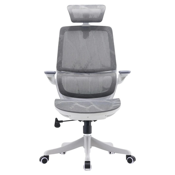 Scaun Ergonomic, SIHOO®, Spatar Reglabil Pe Inaltime, Suport Lombar Adaptiv, Tetiera Reglabila Pe Inaltime Si Unghi, Cotiera 3D, Mecanism Inclinare Blocare, Umeras, Pivotant, Mesh Textil, Scaun Birou Confortabil, Scaun Oficiu Modern, Gri Deschis