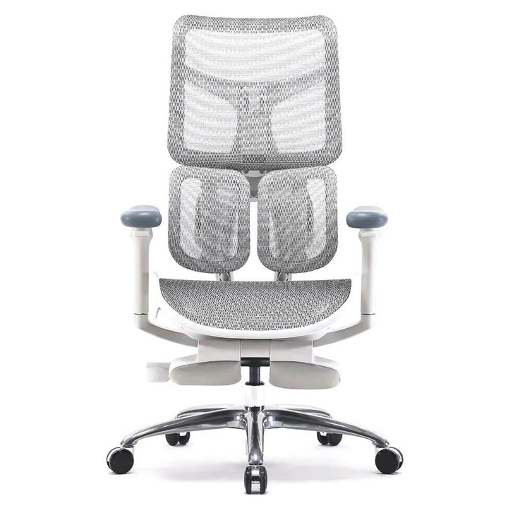 Scaun Ergonomic, SIHOO®, S100, Cotiere 4D Ultra Moi, Suport Lombar Adaptiv, Spatar Reglabil Pe Inaltime, Sezut Cu Translatie, Suport Picioare Retractabil, Mecanism Inclinare Blocare, Mesh, Scaun Birou Confortabil, Scaun Oficiu Premium, Pivotant, Gri