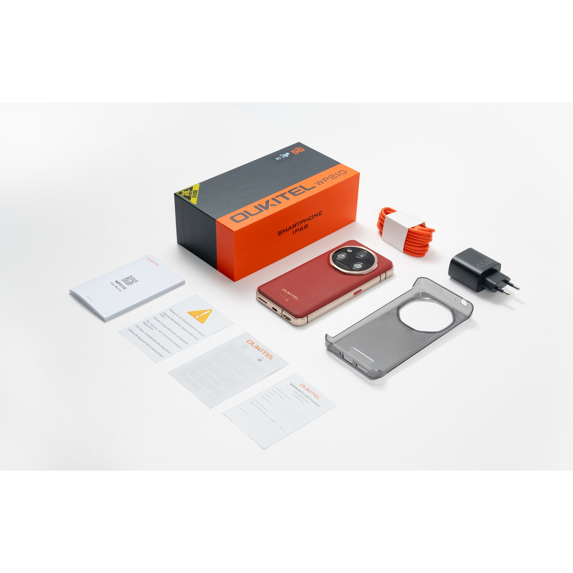 Telefon mobil Oukitel WP210, 5G, 6.7", 512GB/12GB, 8800mAh, Rosu