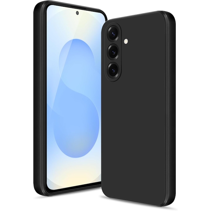 Husa compatibila cu Samsung Galaxy S25 silicon, protectie camera, subtire, negru