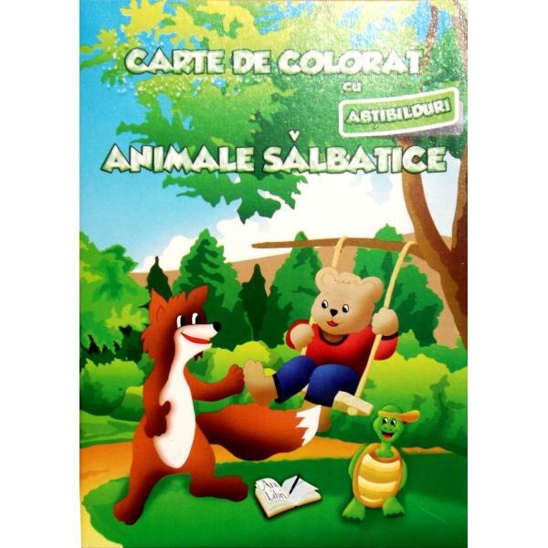 Carte de colorat cu abtibilduri - Animale salbatice