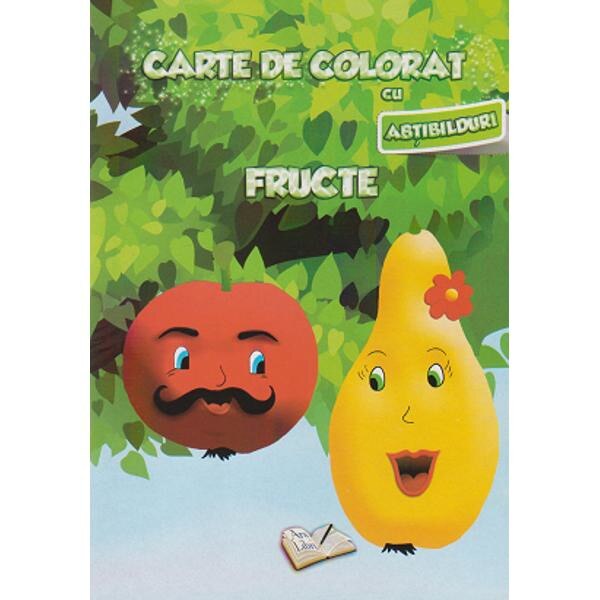 Carte de colorat cu abtibilduri - Fructe