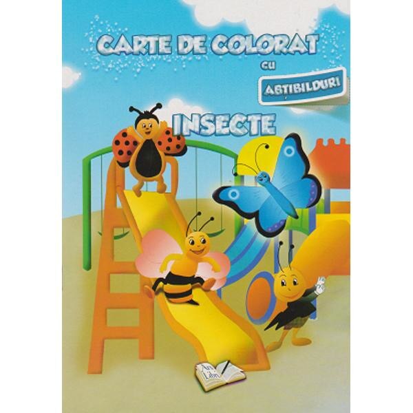 Carte de colorat cu abtibilduri - Insecte