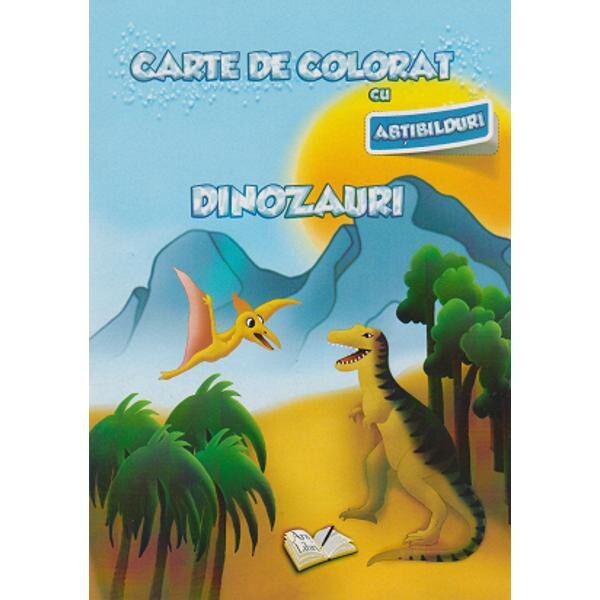 Carte de colorat cu abtibilduri - Dinozauri
