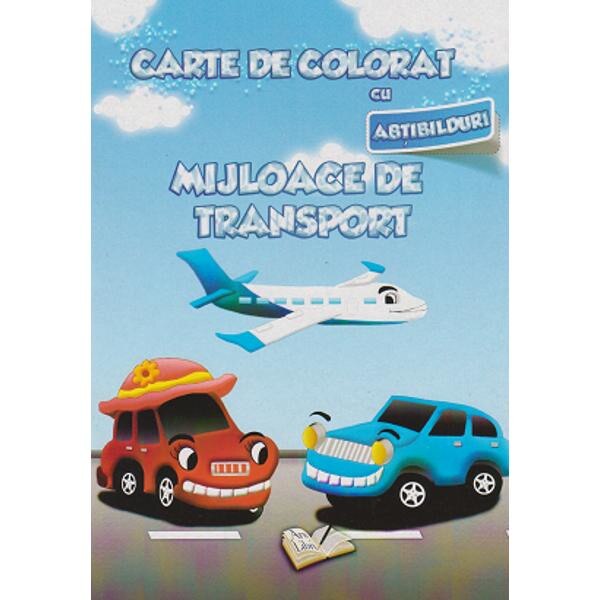 Carte de colorat cu abtibilduri - Mijloace de transport