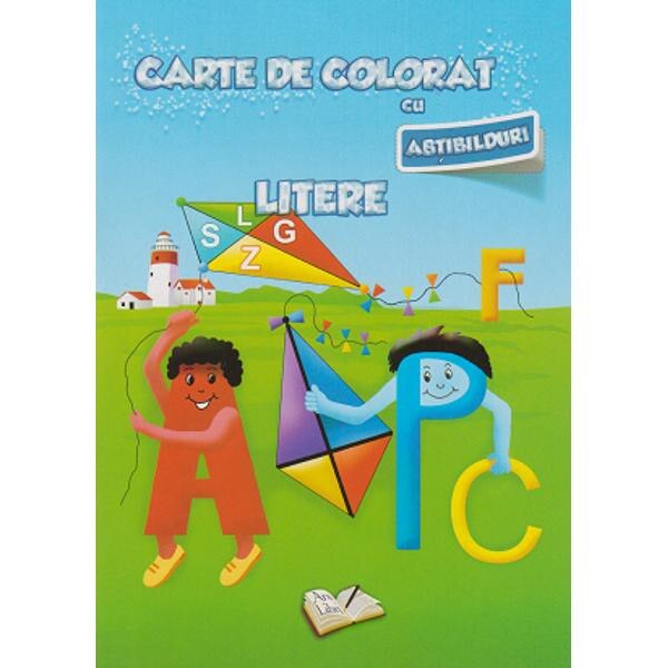 Carte de colorat cu abtibilduri - Litere