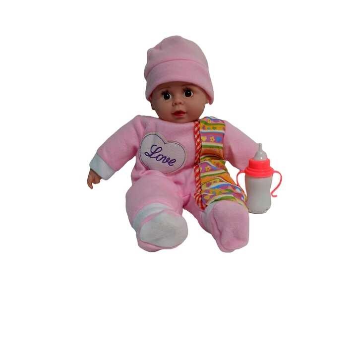 Játék baba cumisüveggel, 40 cm