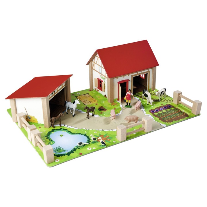 Placă de joacă decorativă, Eichhorn, fermă cu accesori, multicolor, 36x51cm