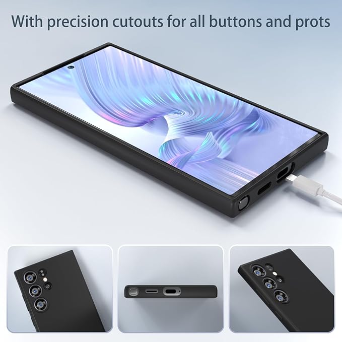Husa compatibila cu Samsung Galaxy S25 Ultra, protectie camera, silicon subtire, rezistenta la soc, negru