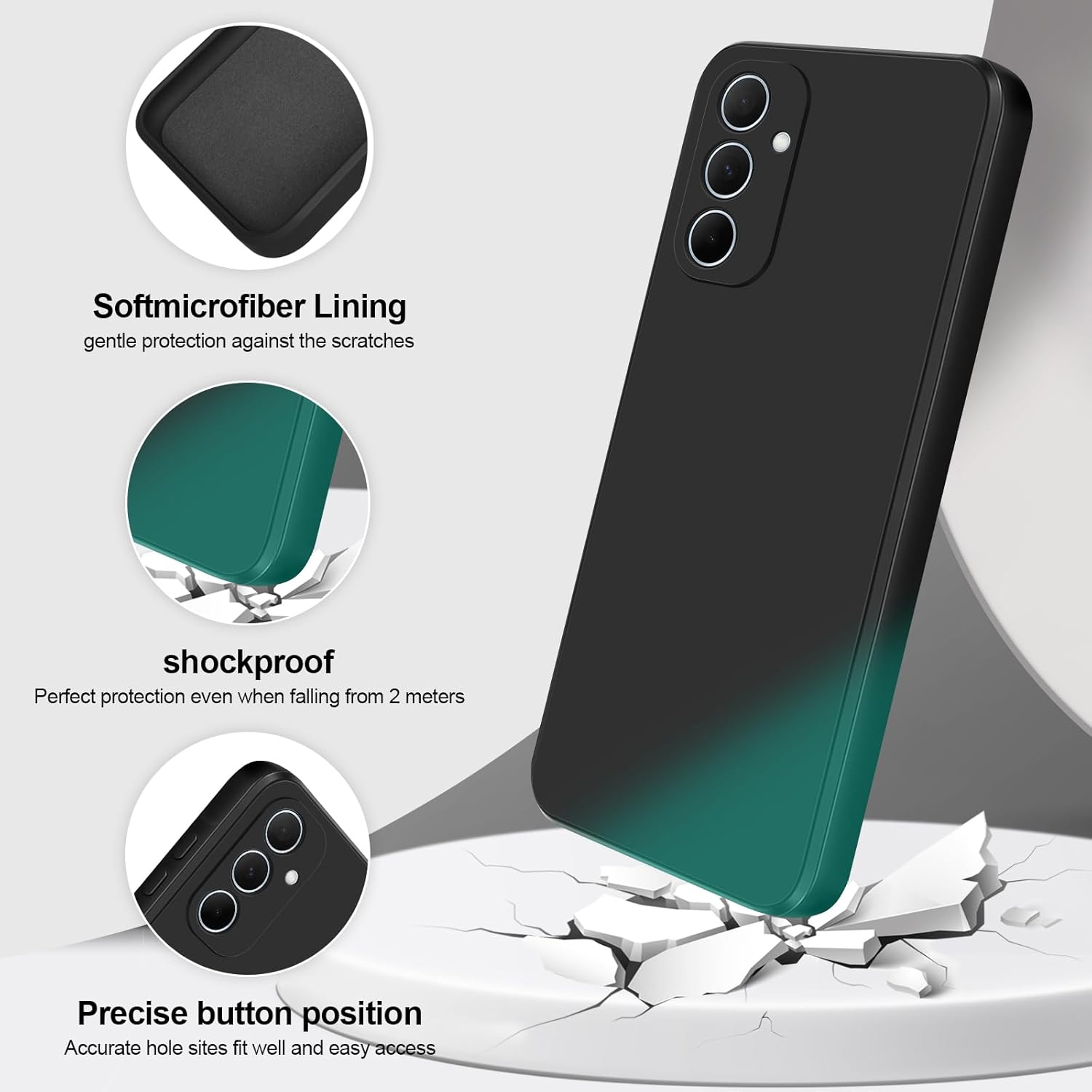 Husa din silicon compatibila cu Samsung Galaxy A34, protectie camera imbunatatita, rezistenta la soc, negru