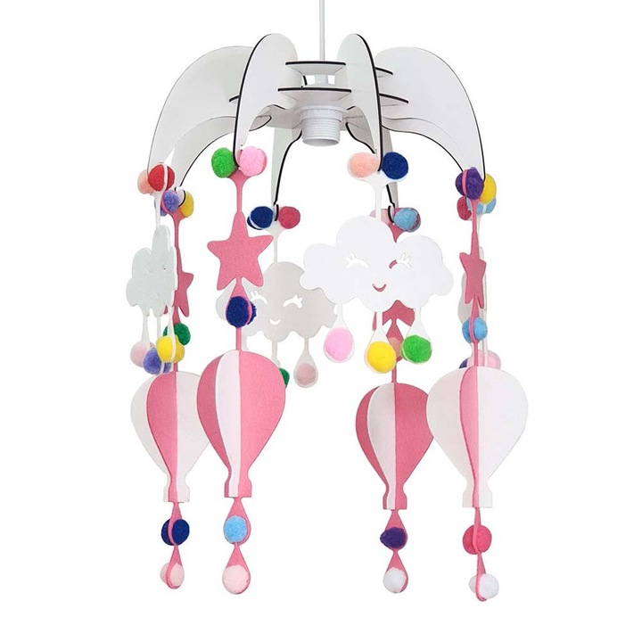 Lustra pentru copii Dream, MDF, Led, max. 40 W, E27, roz