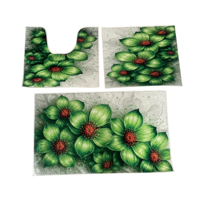 Set covorase baie, antiderapante, imprimare digitala, 100x60cm/50x60cm/50x60cm