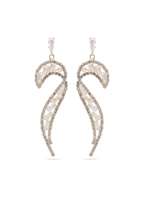 AVANT-GARDE PARIS, Cercei placati cu aur de 18K si cristale, Auriu