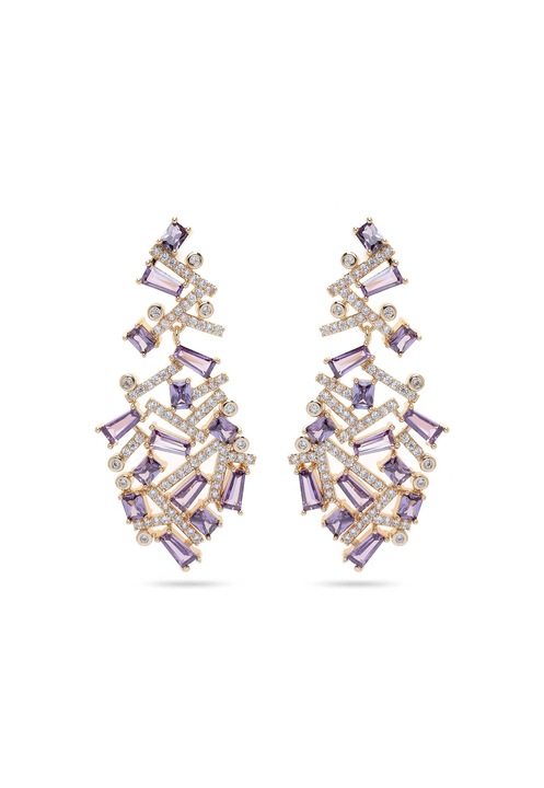 AVANT-GARDE PARIS, Cercei placati cu aur de 18K, Violet