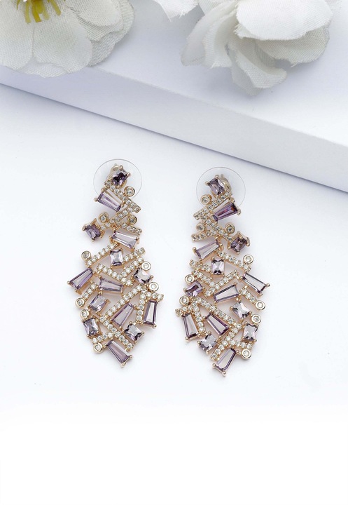 AVANT-GARDE PARIS, Cercei placati cu aur de 18K, Violet