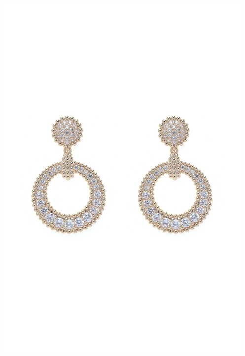 AVANT-GARDE PARIS, Cercei drop circulari placati cu aur de 18K, Auriu